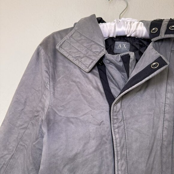 Armani Exchange Padded Bomber Jacket S Gray coat outerwear puffer - Picture 2 of 10
